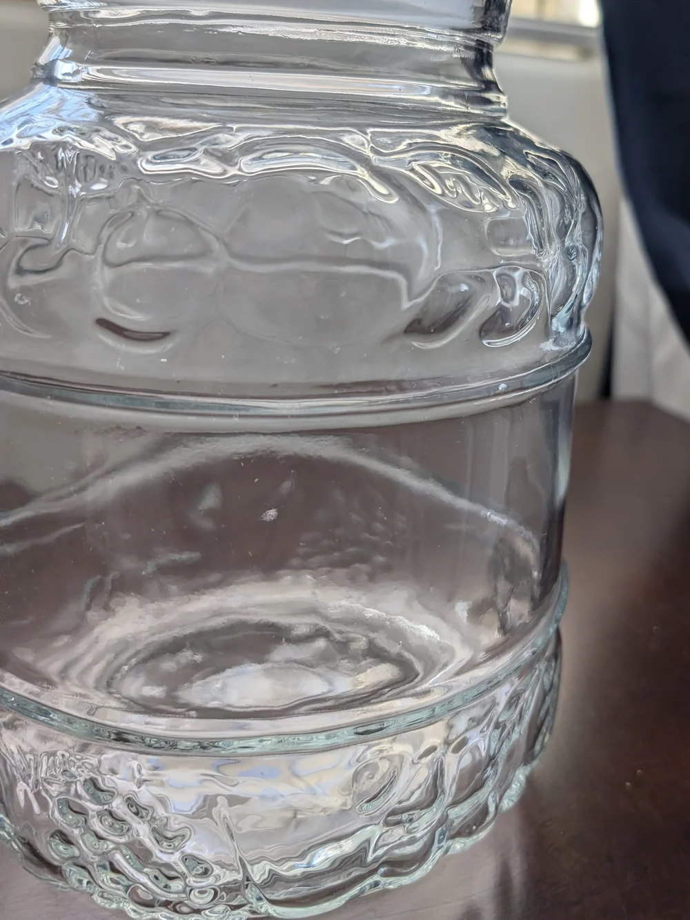 Vintage 1980s KIG Indonesia Clear Glass Storage Jar with Lid 11.5 Inches Fruit